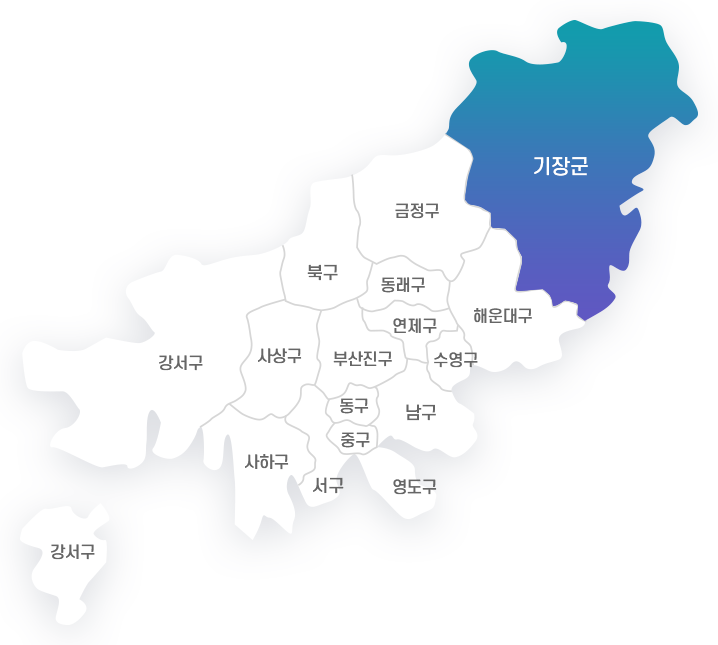 금정구, 기장군, 해운대구, 북구, 동래구, 연제구, 수영구, 부산진구, 강서구, 사상구, 동구, 남구, 중구, 사하구, 서구, 영도구