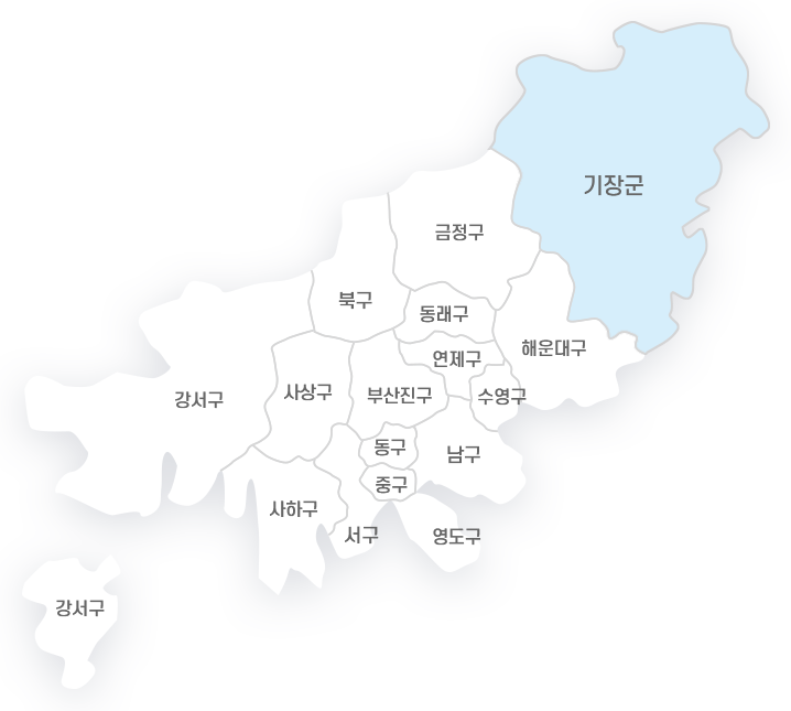 금정구, 기장군, 해운대구, 북구, 동래구, 연제구, 수영구, 부산진구, 강서구, 사상구, 동구, 남구, 중구, 사하구, 서구, 영도구