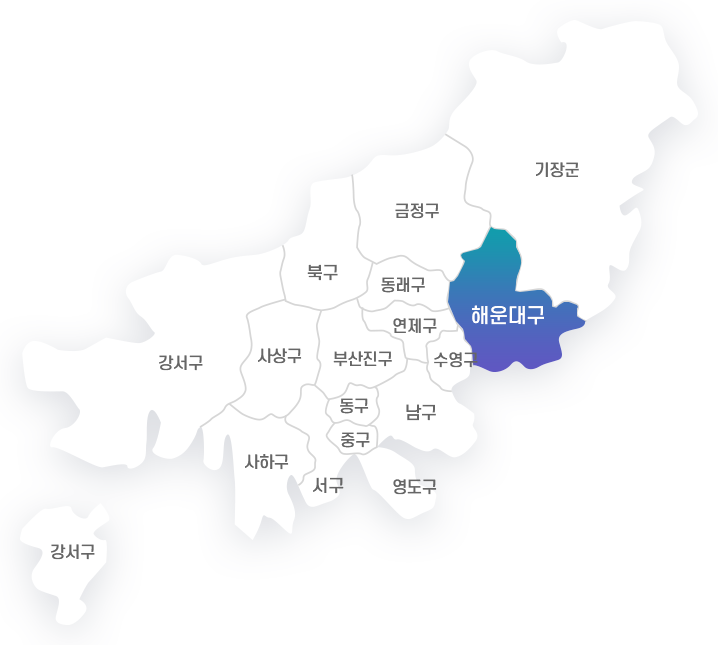 금정구, 기장군, 해운대구, 북구, 동래구, 연제구, 수영구, 부산진구, 강서구, 사상구, 동구, 남구, 중구, 사하구, 서구, 영도구