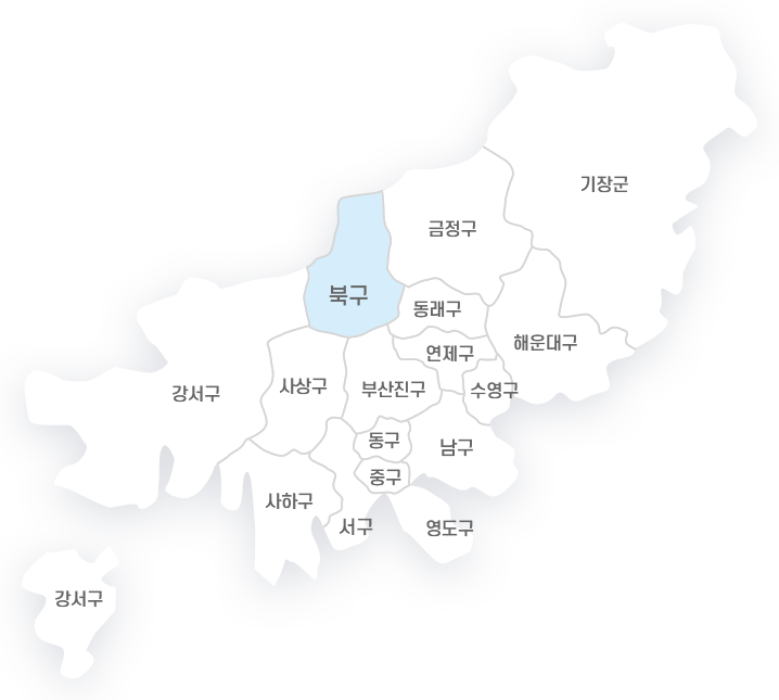 금정구, 기장군, 해운대구, 북구, 동래구, 연제구, 수영구, 부산진구, 강서구, 사상구, 동구, 남구, 중구, 사하구, 서구, 영도구