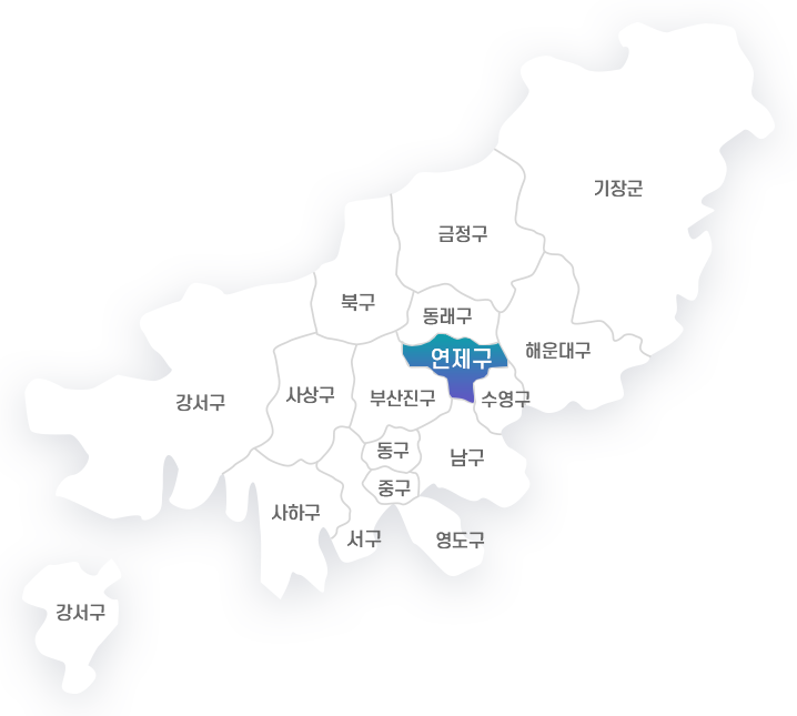 금정구, 기장군, 해운대구, 북구, 동래구, 연제구, 수영구, 부산진구, 강서구, 사상구, 동구, 남구, 중구, 사하구, 서구, 영도구