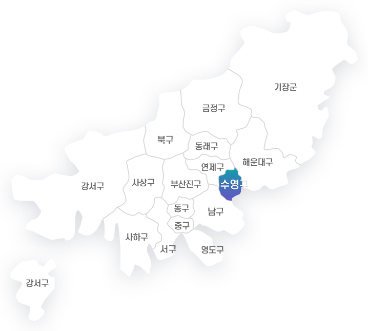 금정구, 기장군, 해운대구, 북구, 동래구, 연제구, 수영구, 부산진구, 강서구, 사상구, 동구, 남구, 중구, 사하구, 서구, 영도구