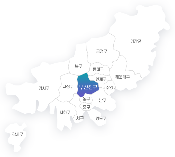 금정구, 기장군, 해운대구, 북구, 동래구, 연제구, 수영구, 부산진구, 강서구, 사상구, 동구, 남구, 중구, 사하구, 서구, 영도구