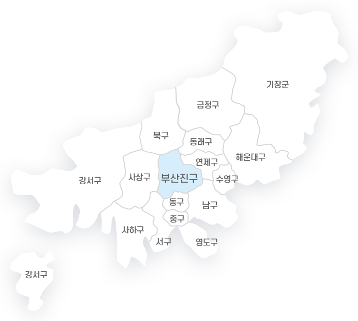 금정구, 기장군, 해운대구, 북구, 동래구, 연제구, 수영구, 부산진구, 강서구, 사상구, 동구, 남구, 중구, 사하구, 서구, 영도구