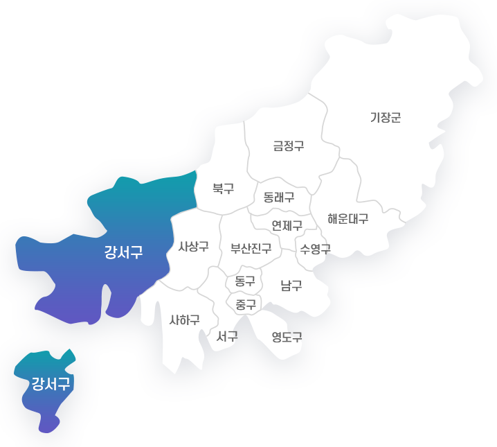 금정구, 기장군, 해운대구, 북구, 동래구, 연제구, 수영구, 부산진구, 강서구, 사상구, 동구, 남구, 중구, 사하구, 서구, 영도구