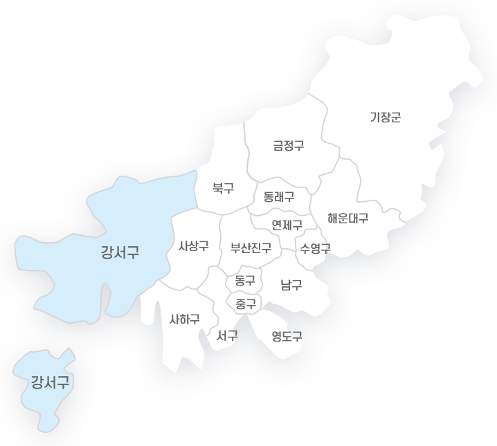 금정구, 기장군, 해운대구, 북구, 동래구, 연제구, 수영구, 부산진구, 강서구, 사상구, 동구, 남구, 중구, 사하구, 서구, 영도구