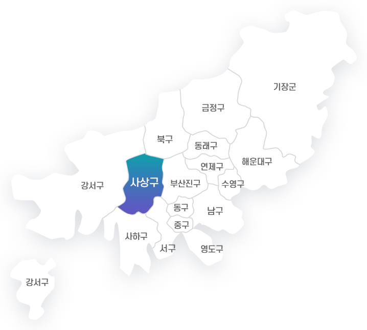 금정구, 기장군, 해운대구, 북구, 동래구, 연제구, 수영구, 부산진구, 강서구, 사상구, 동구, 남구, 중구, 사하구, 서구, 영도구