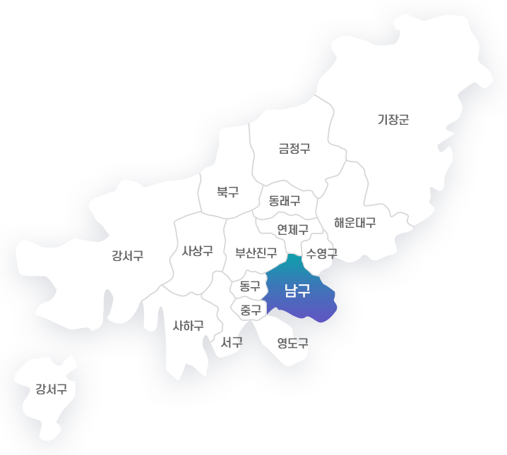 금정구, 기장군, 해운대구, 북구, 동래구, 연제구, 수영구, 부산진구, 강서구, 사상구, 동구, 남구, 중구, 사하구, 서구, 영도구