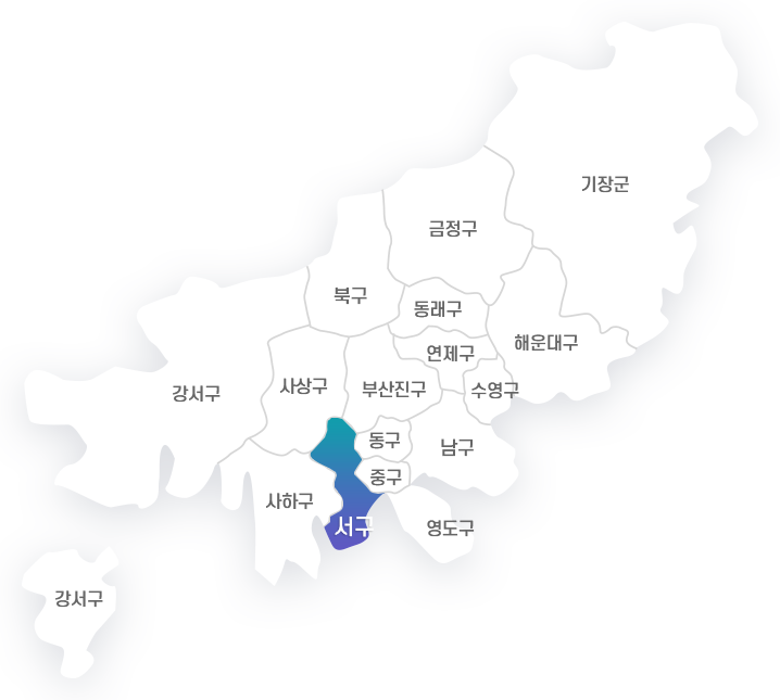 금정구, 기장군, 해운대구, 북구, 동래구, 연제구, 수영구, 부산진구, 강서구, 사상구, 동구, 남구, 중구, 사하구, 서구, 영도구